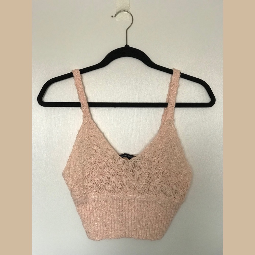 Pink knit cropped tank